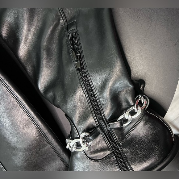 G By Guess Coen Tall Platform Riding Boots Over The Knee Chain Chunky Goth Core - Picture 9 of 13